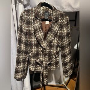 Next Tweed Blazer - Brown and Cream